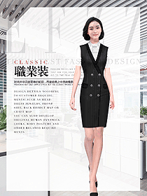 时尚黑色条纹女职业装夏装制服设计图898