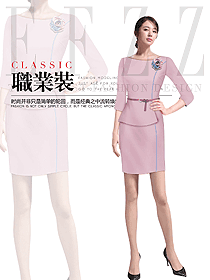 时尚浅粉色女职业装夏装制服设计图938
