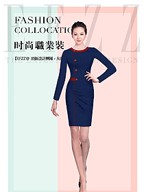 时尚藏蓝色女职业装夏装制服设计图823