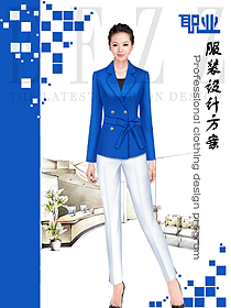 时尚蓝色女秋冬职业装制服设计图1712
