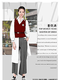 长袖女款快餐厅服务员制服设计图379