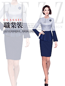 新款浅蓝色女职业装夏装制服设计图962