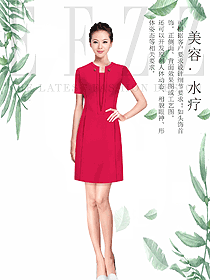 原创制服设计红色女款按摩技师服装款式图1488