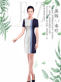 原创制服设计短袖连衣裙按摩技师服装款式图1477