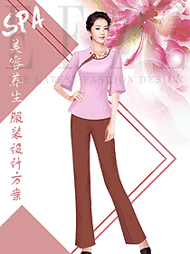 原创设计浅粉色美容技师服装款式图792