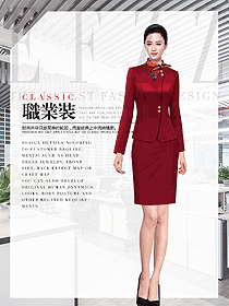 原创制服设计红色女职业装夏装款式图986