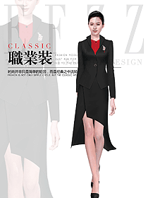 时尚黑色女职业装夏装制服设计图1007