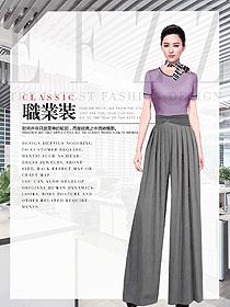 时尚浅紫色女职业装夏装制服设计图1047