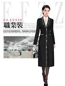 时尚黑色长款女职业装大衣设计图306