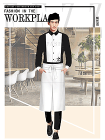原创制服设计西餐服务员服装款式图1347