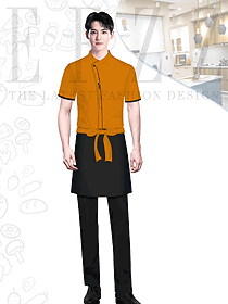 酒店厨师服短袖套装薄款男装原创设计图