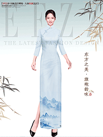 水墨国风新中式传统旗袍原创设计作品图
