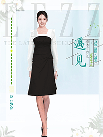新款女装高端职场OL气质黑白色职业女装长裙