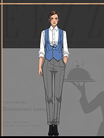 西餐厅咖啡店餐饮服务员衬衣马夹制服设计图
