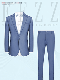 高级感修身蓝色新郎结婚礼服平面图设计方案