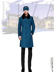 物业银行保安服形象岗冬装大衣套装定制设计方案