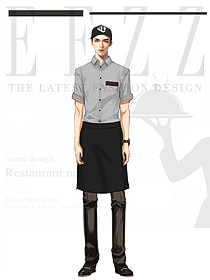 短袖衬衫男款西式快餐服务员制服定制设计图