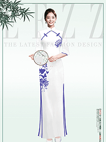 时尚中国风舞台表演表演服旗袍定制设计