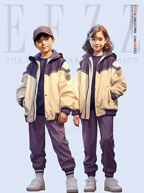 中小学生校服套装运动拉链外套三件套定制手绘设计