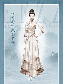 新中式服装手绘定制设计原创服装设计作品