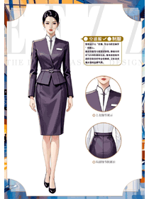 紫色系长袖套装空姐制服手绘案例