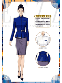 中式立领秋冬空姐制服职业套装手绘案例
