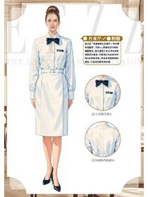 酒店餐饮咖啡厅女员工长袖工作服手绘图