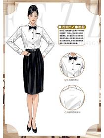 酒店服务员工作服女春夏长袖手绘图
