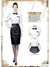 酒吧KTV服务员工作服白色衬衫领结款手绘方案