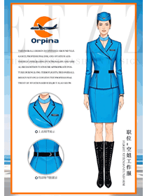 宝蓝色秋冬套装服务性工作人员职业套装