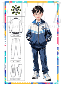 蓝白律动，演绎少年风采—EFZZ校服定制设计手绘图