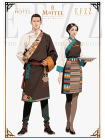 藏袍的「服务变形记」：传统纹样手绘设计服务员工作服方案