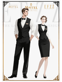 西餐厅服务人员制服：黑与白的优雅协作