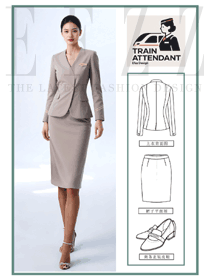 得体裙长+收腰设计：职业形象接待服务工作服方案