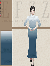 中餐厅迎宾制服复古改良国风女装高端旗袍设计