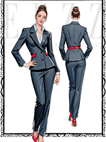 职场女春夏教师商务裤装工作服手绘图