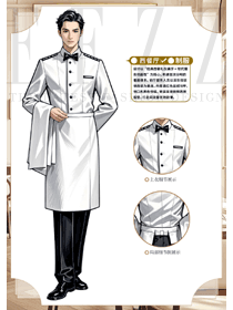 白色款厨师工作服男高档西餐厅制服手绘方案