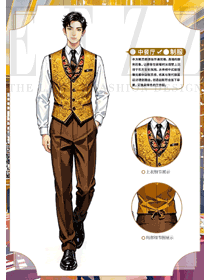 蒙族马夹坎肩蒙古元素餐饮服务员工作服定制手绘图