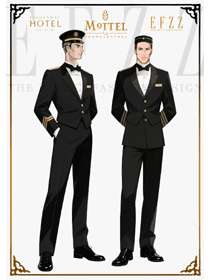 雅黑礼服款：星级酒店门童工作服的专业服务着装