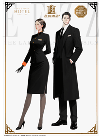 长款黑大衣+收腰套裙:同行适配VIP服务岗的制服方案
