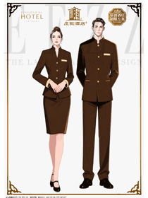 棕底浅金:五星级酒店大堂引导员的亲和形象装设计