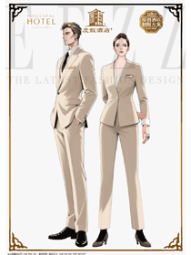 浅米垂感套：酒店高端宾客服务岗的制服设计