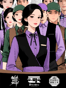 网红连锁品牌店员工衬衫围裙款工作服设计图