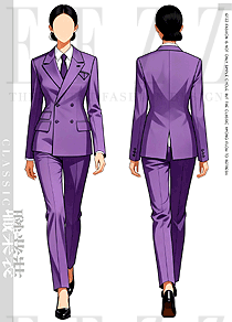 紫韵职场」原创双排扣女职业西装手绘设计图