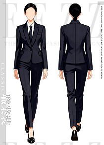 「雅黑商务」原创手绘单排扣女式商务西装设计作品集