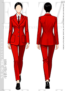 正红色的极简高级感｜原创定制女式春秋职业西装设计案例