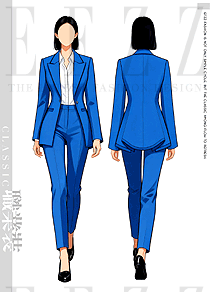 利落线条的职场宣言｜宝蓝色原创定制女式春秋西装手绘方案
