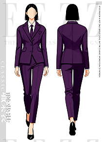通勤路上的优雅铠甲｜原创定制茄紫色春秋款女西装手绘作品图