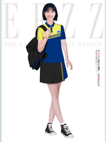 藏黑拼接侧边黄条短裙青春校园夏装设计作品