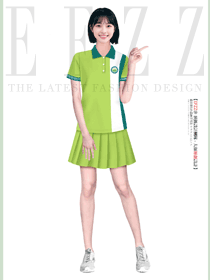 活力草木绿整套百褶裙校园活动校服设计图稿
